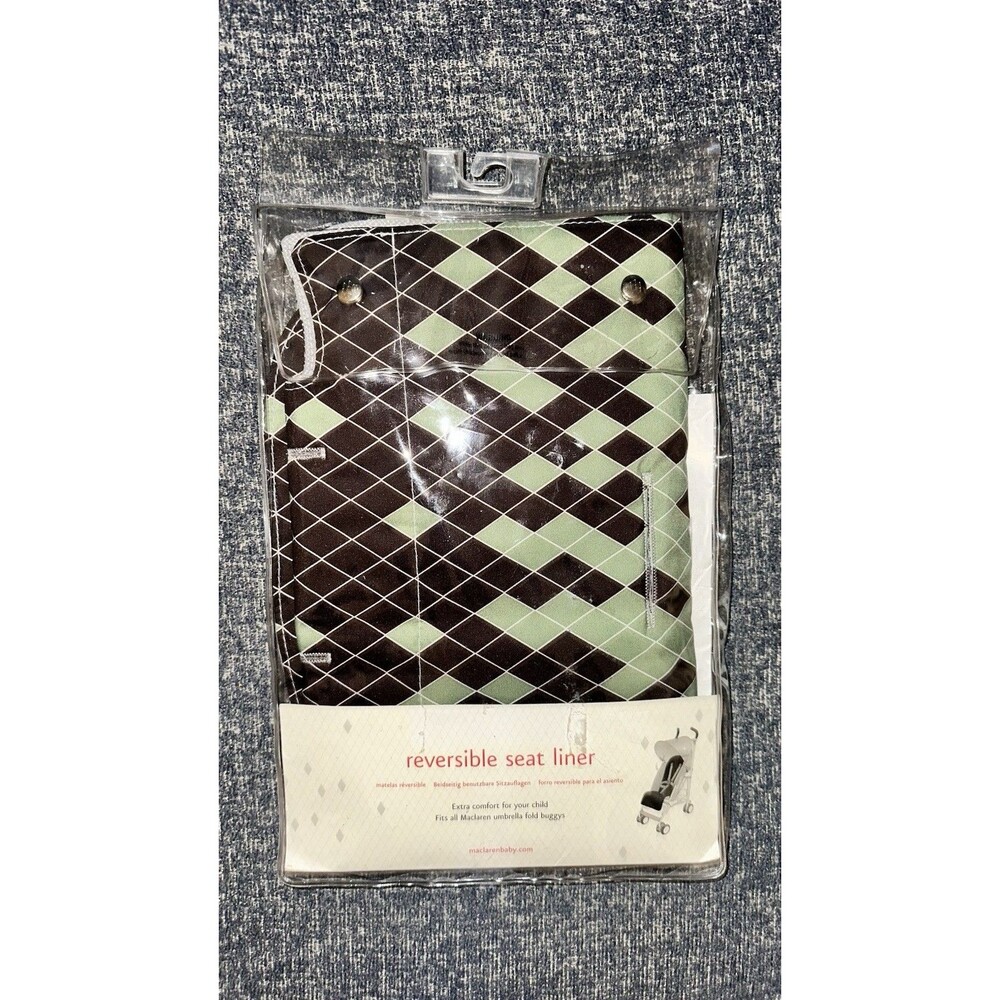 Maclaren Reversible Stroller Seat Liner, Brown Green Gray, Umbrella Fold Buggy